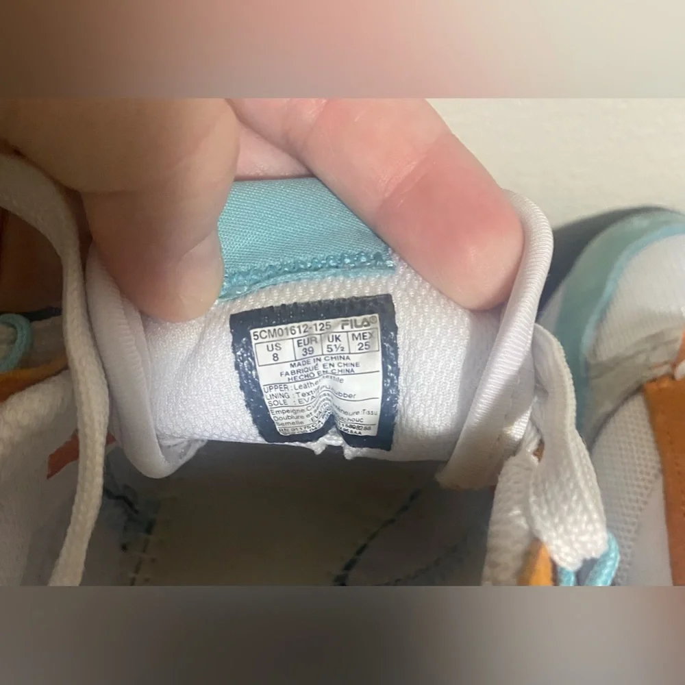 Womens Retro Fila running shoes- white, burnt orange, teal size 8 - Picture 13 of 15